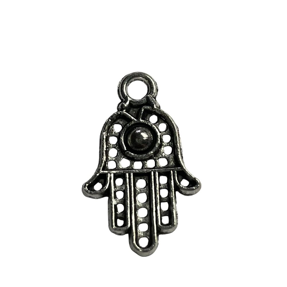 Hamsa Pendant Silver Tone Charm Bracelet Necklace Jewelry Craft Dangle Boho u Th